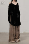 MUTEDANCE 24 Spring/Summer Velvet Embroidered Top MD-MD24SS43-HEI Black